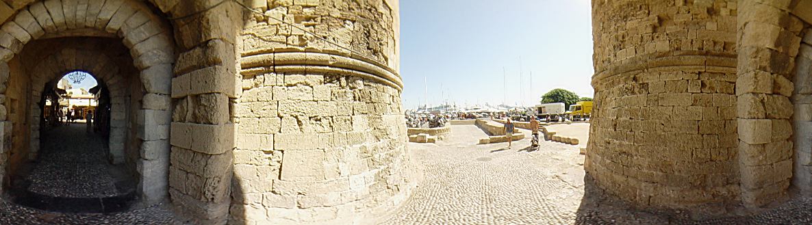 One of the 11 Gates of Rhodes Old town, this is ''Thalasini'' gate, also called kolona. - Rhodes Old Town